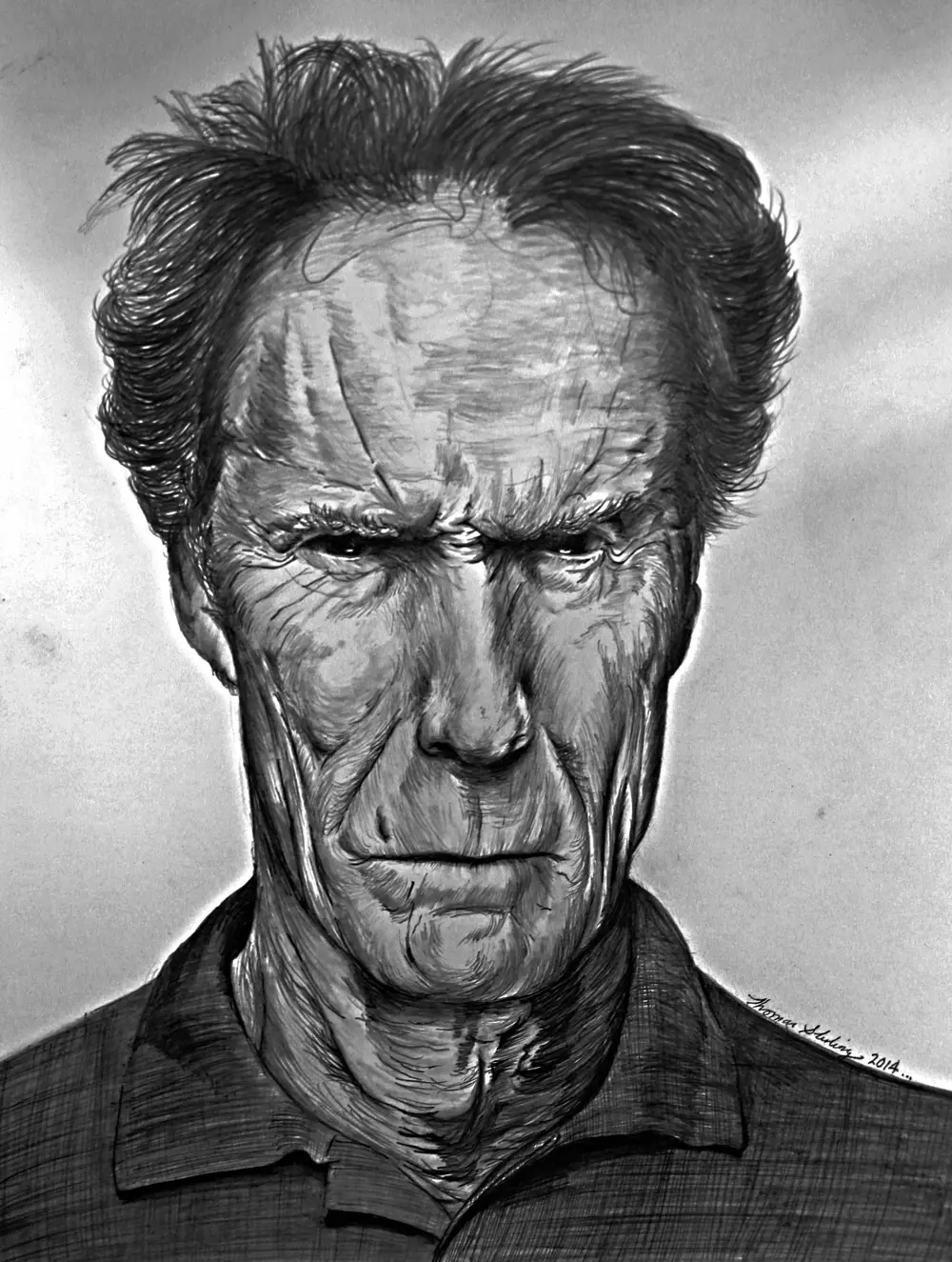 Clint Eastwood, Charcoal Drawing.