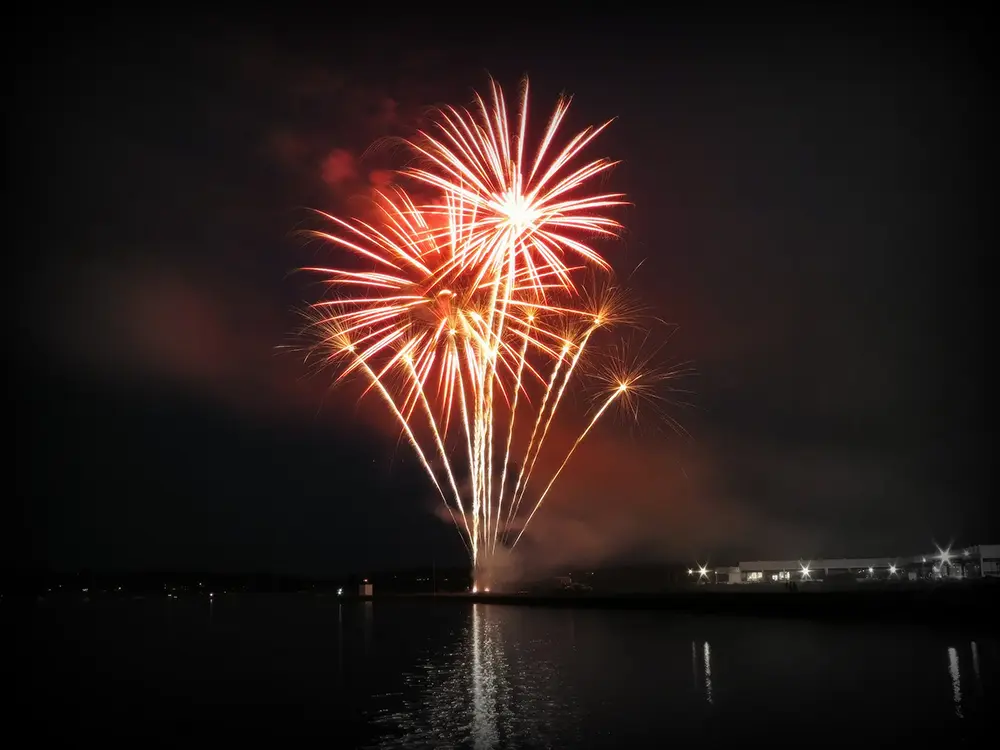Fireworks over Derby Wharf, Salem Massachusetts.