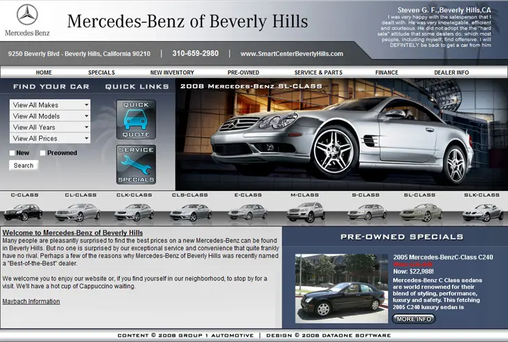 Mercedes-Benz of Beverly Hills Website.