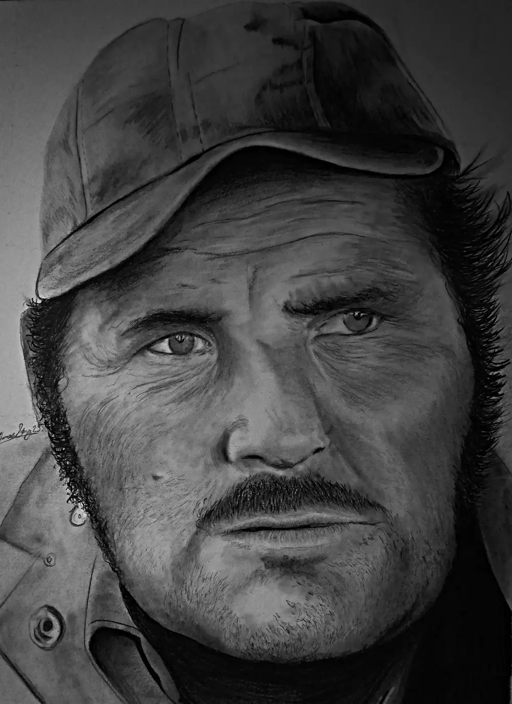 Captain Quint, Charcoal Drawing.