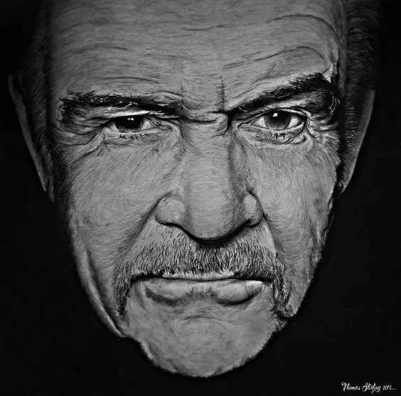 Sean Connery, Charcoal Drawing.