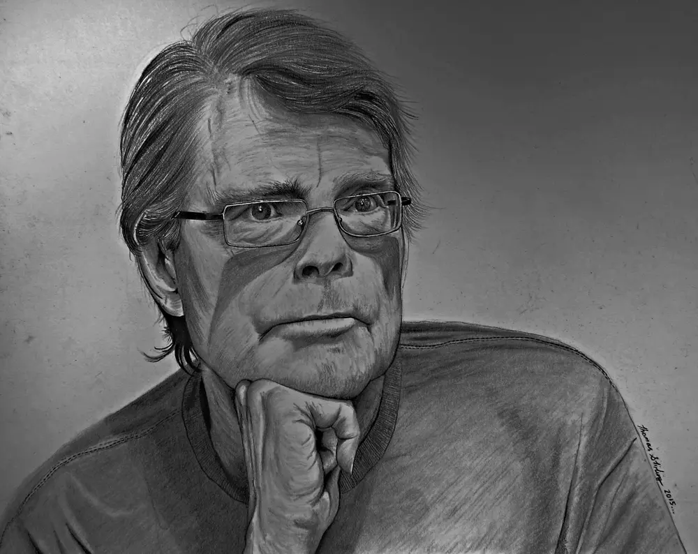 Stephen King, Charcoal Drawing.