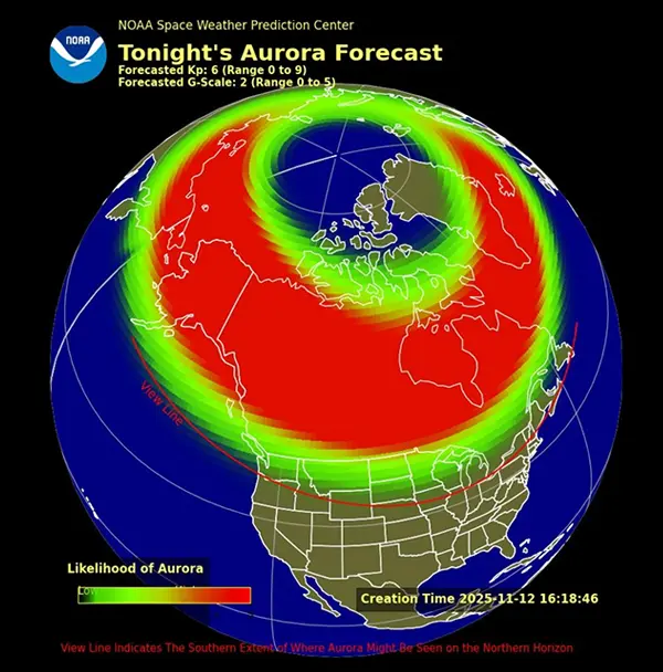 An image of Aurora prediction map